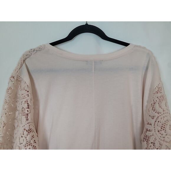 Lane Bryant 18/20 Pink Sweater Lace Overlay Oversized Lined Soft Cozy Roomy - Picture 6 of 11